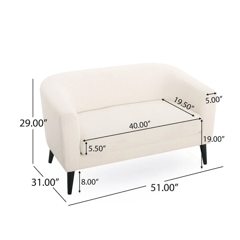 Textured Fabric Loveseat with Gold Legs