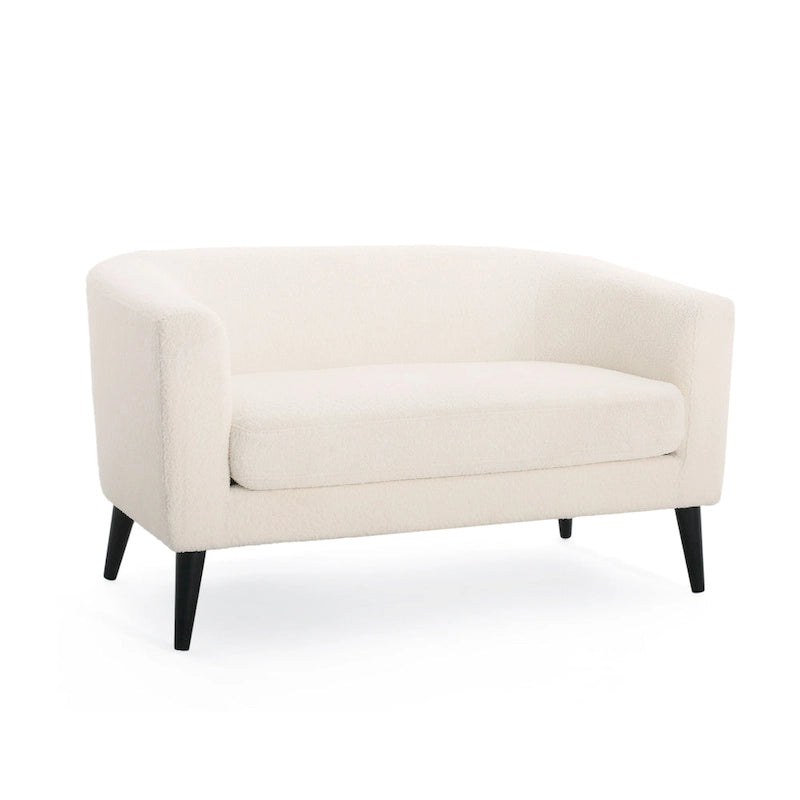 Textured Fabric Loveseat with Gold Legs
