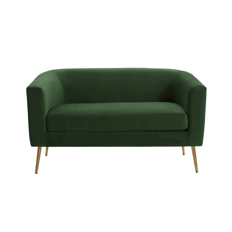 Textured Fabric Loveseat with Gold Legs