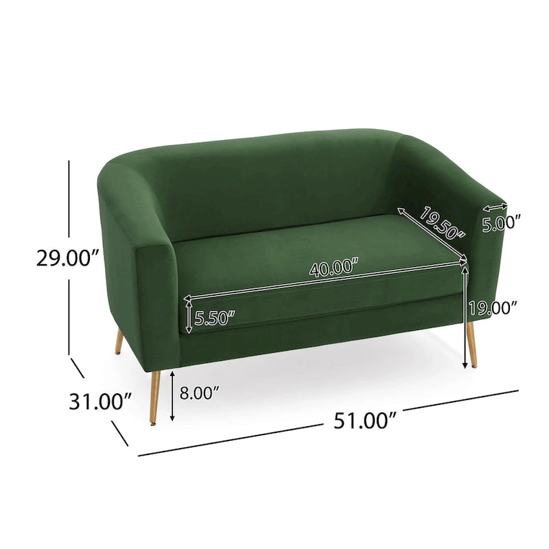 Textured Fabric Loveseat with Gold Legs