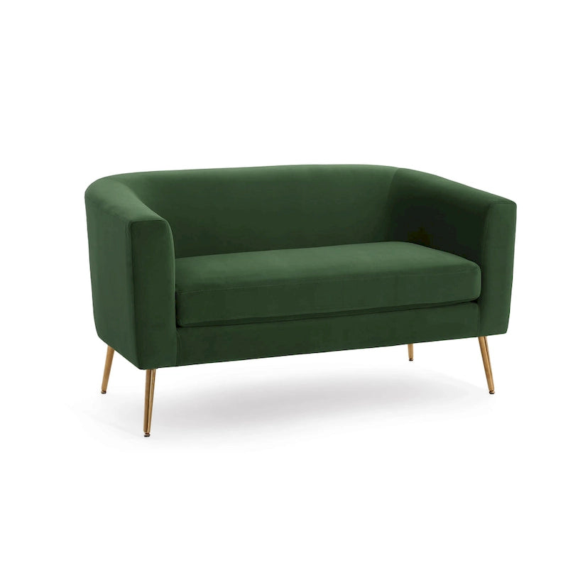 Textured Fabric Loveseat with Gold Legs