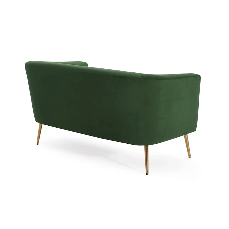 Textured Fabric Loveseat with Gold Legs