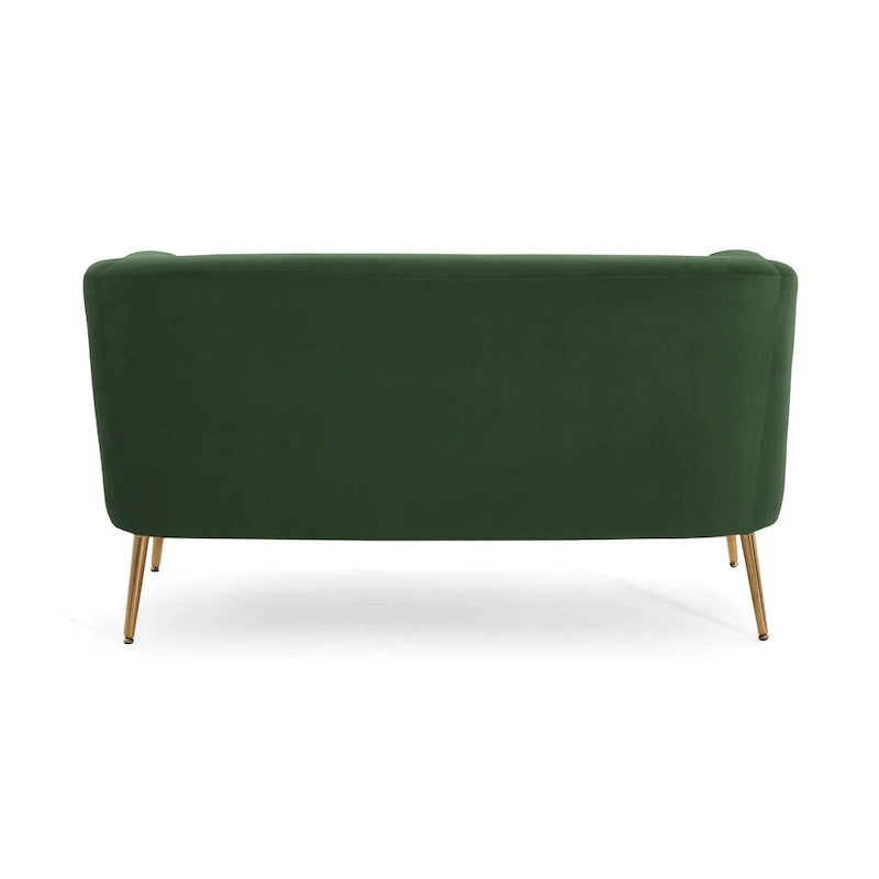 Textured Fabric Loveseat with Gold Legs