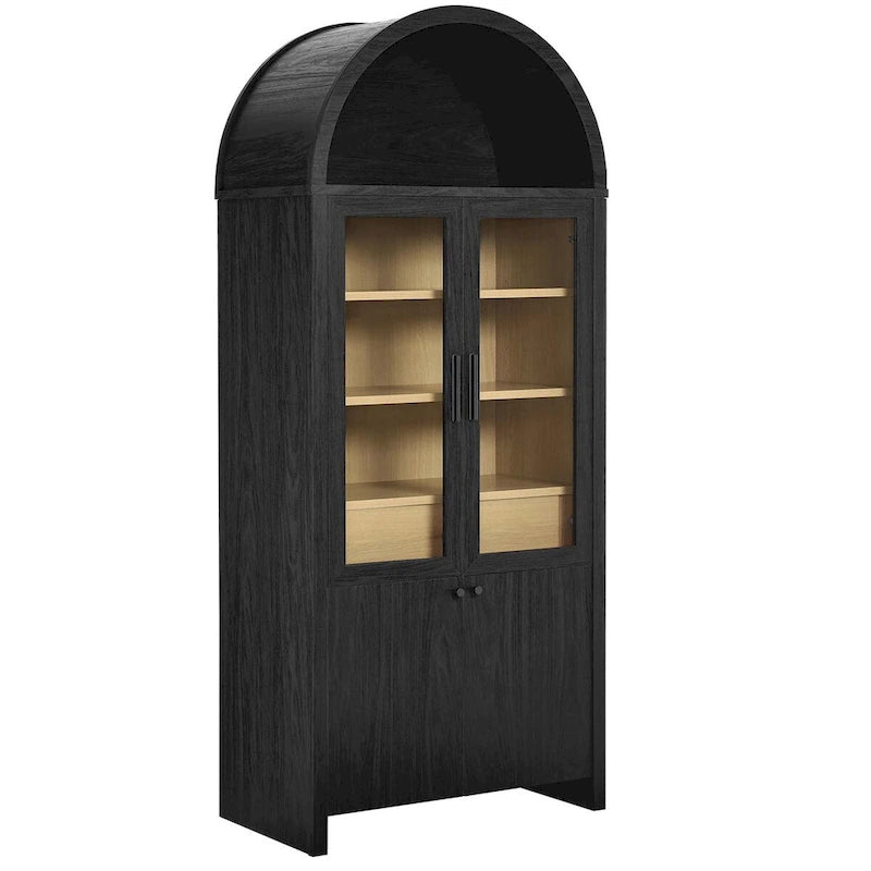 Arched Tall Display Cabinet with Glass Doors