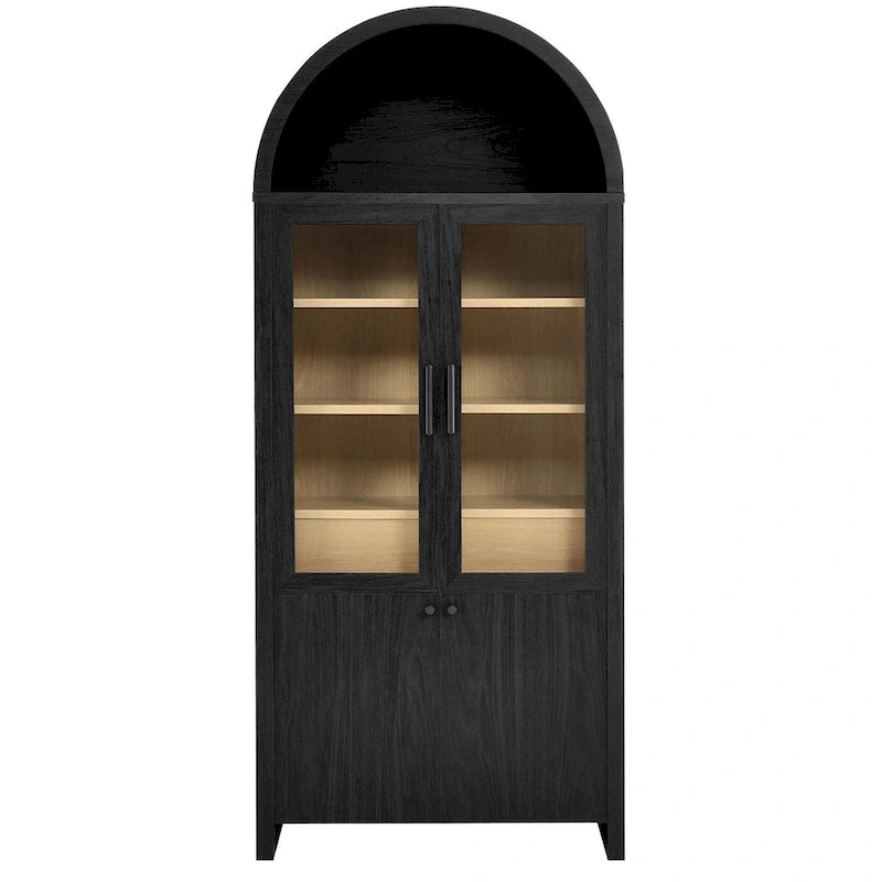 Arched Tall Display Cabinet with Glass Doors