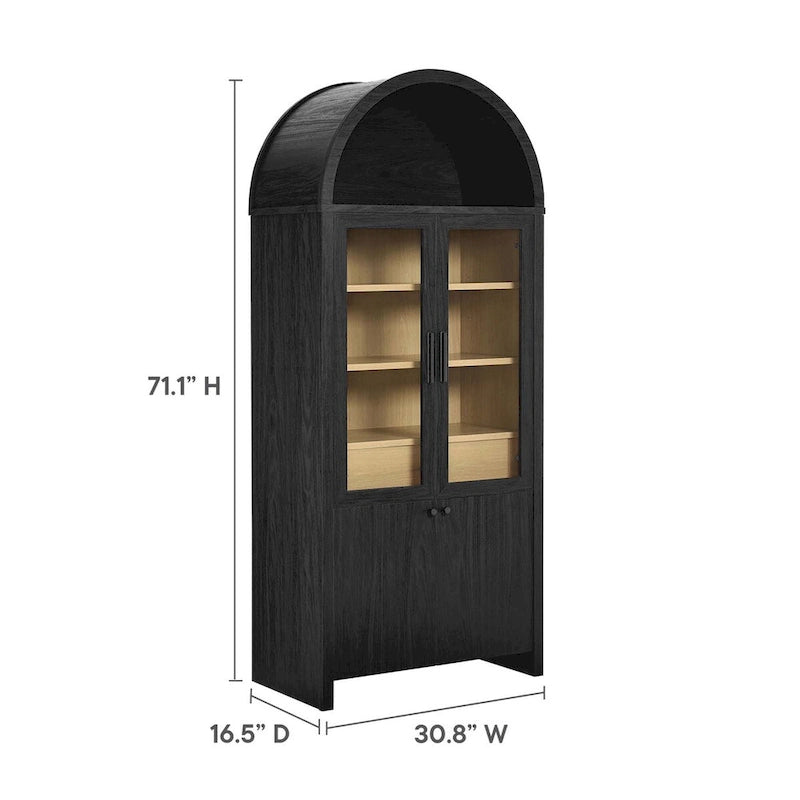 Arched Tall Display Cabinet with Glass Doors