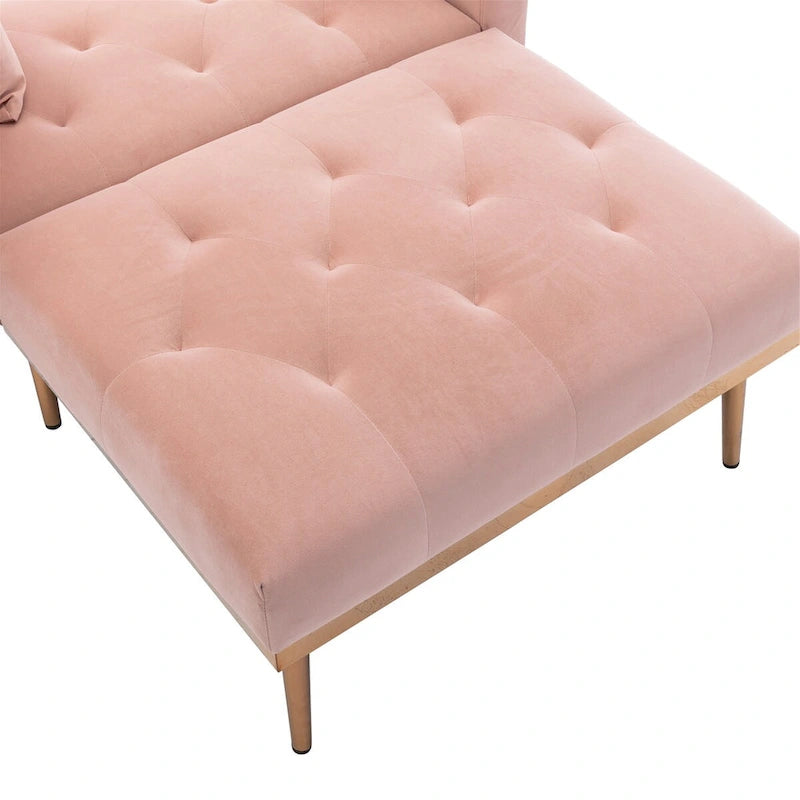 Chaise Lounge Chair Indoor, 2 in 1 Velvet Convertible Sleeper Chair with Ottoman