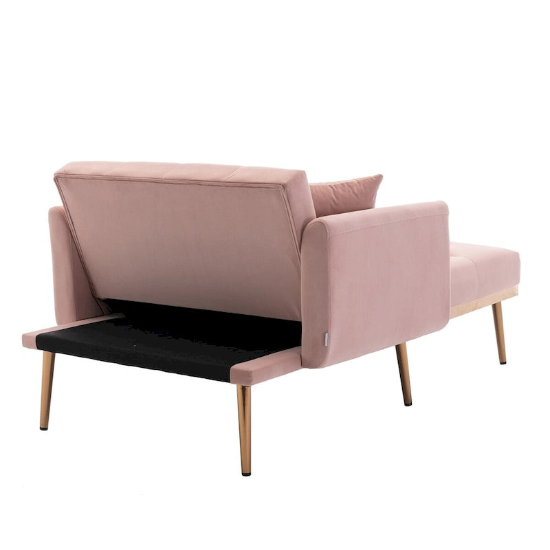 Chaise Lounge Chair Indoor, 2 in 1 Velvet Convertible Sleeper Chair with Ottoman