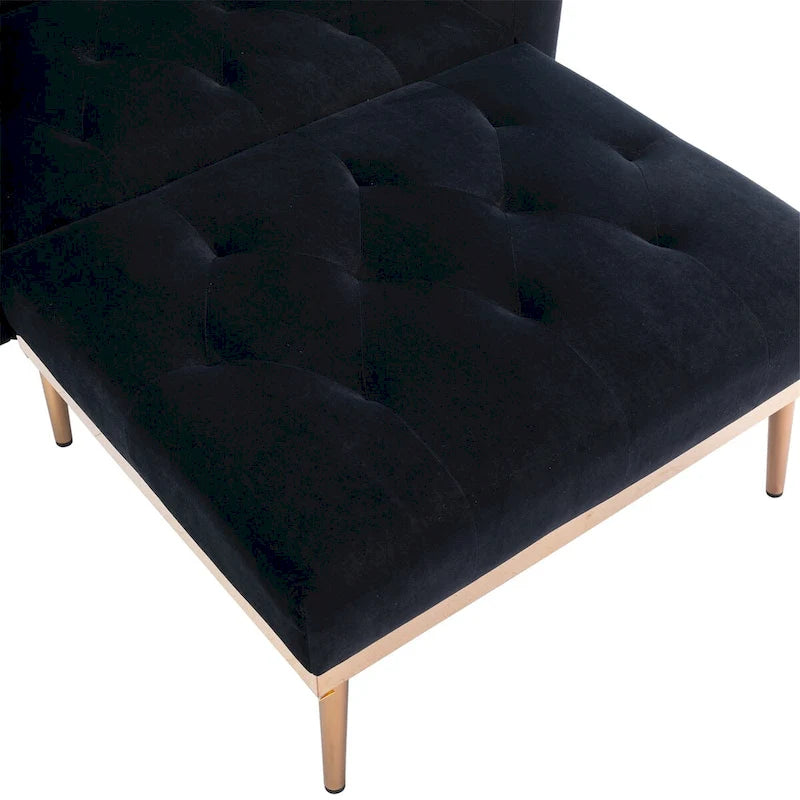 Chaise Lounge Chair Indoor, 2 in 1 Velvet Convertible Sleeper Chair with Ottoman