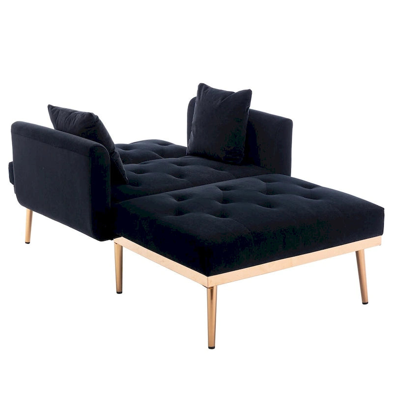 Chaise Lounge Chair Indoor, 2 in 1 Velvet Convertible Sleeper Chair with Ottoman