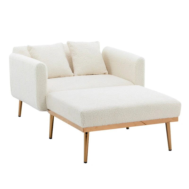 Chaise Lounge Chair Indoor, 2 in 1 Velvet Convertible Sleeper Chair with Ottoman