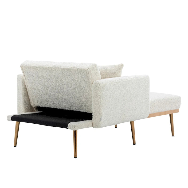Chaise Lounge Chair Indoor, 2 in 1 Velvet Convertible Sleeper Chair with Ottoman