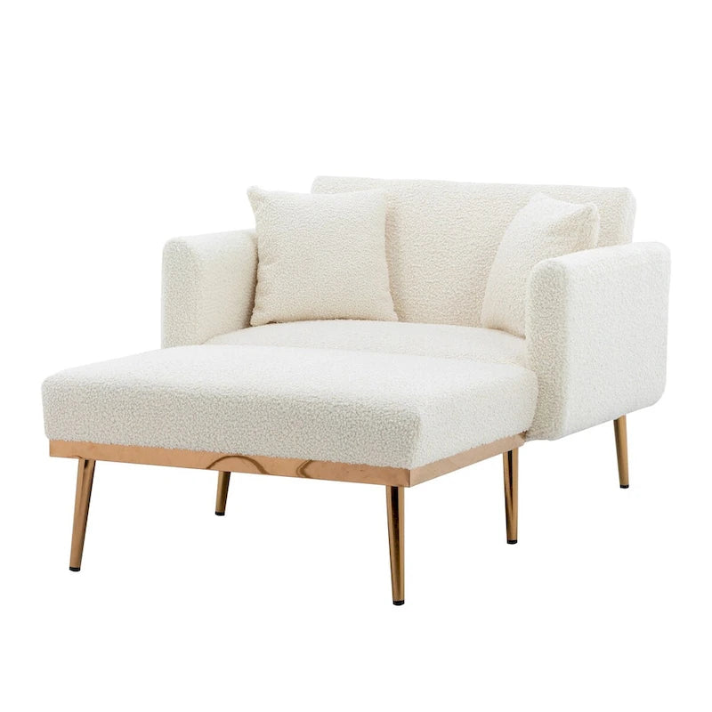 Chaise Lounge Chair Indoor, 2 in 1 Velvet Convertible Sleeper Chair with Ottoman