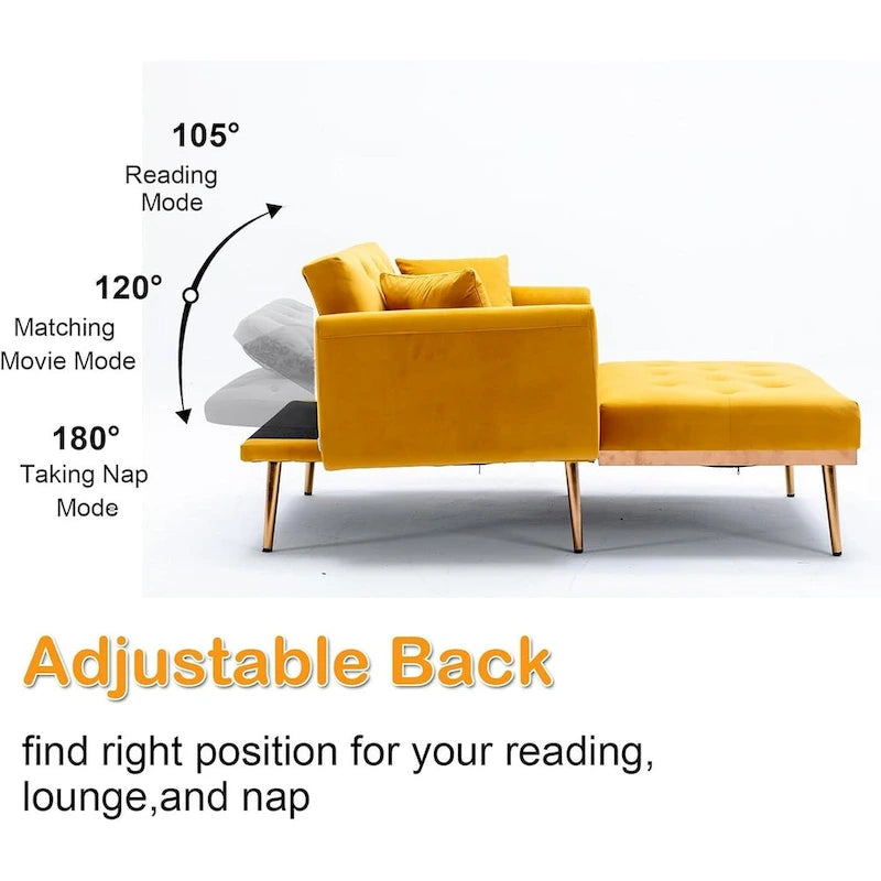 Chaise Lounge Chair Indoor, 2 in 1 Velvet Convertible Sleeper Chair with Ottoman