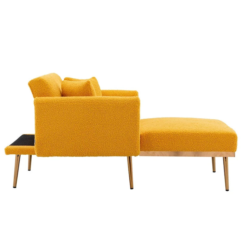 Chaise Lounge Chair Indoor, 2 in 1 Velvet Convertible Sleeper Chair with Ottoman