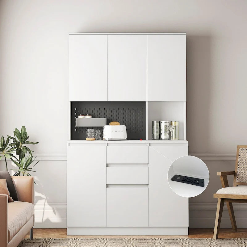 Freestanding Kitchen Storage Cabinet with Hutch