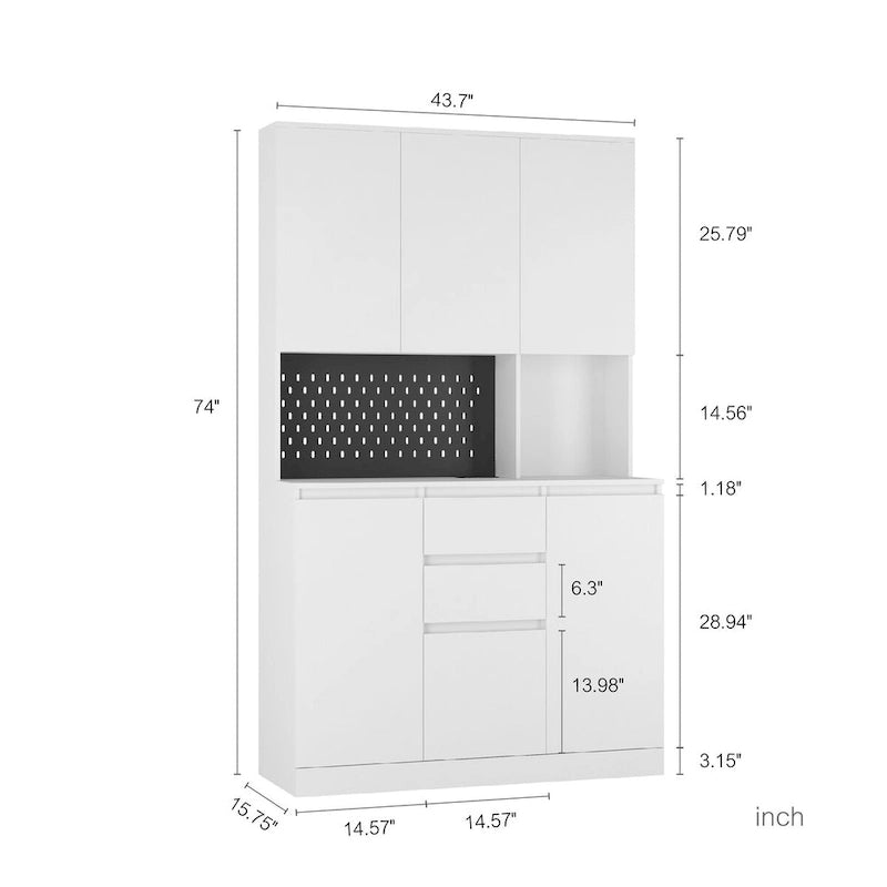 Freestanding Kitchen Storage Cabinet with Hutch