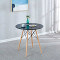 31.5" White Round Mid-Century Dining Table for 2-4