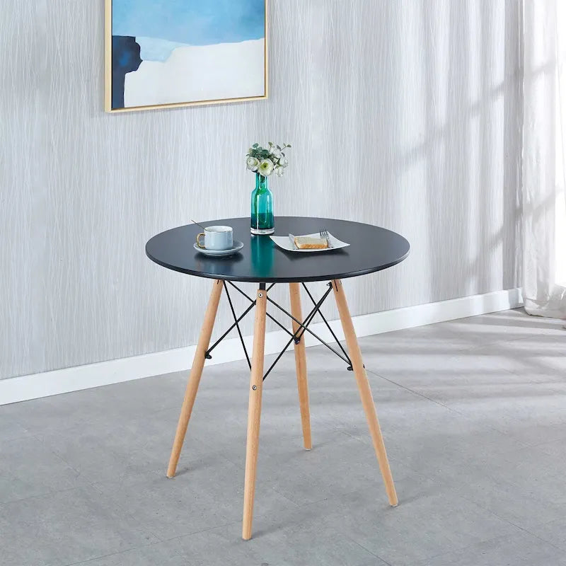 31.5" White Round Mid-Century Dining Table for 2-4