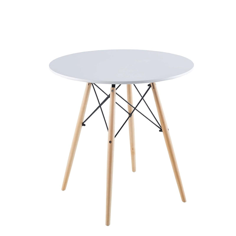 31.5" White Round Mid-Century Dining Table for 2-4