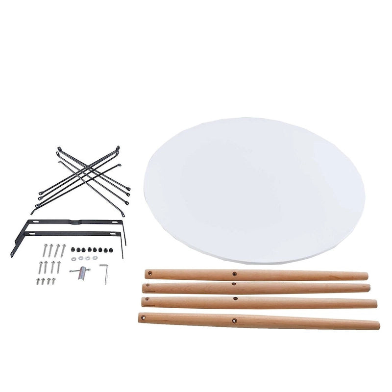 31.5" White Round Mid-Century Dining Table for 2-4