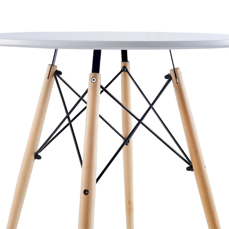 31.5" White Round Mid-Century Dining Table for 2-4