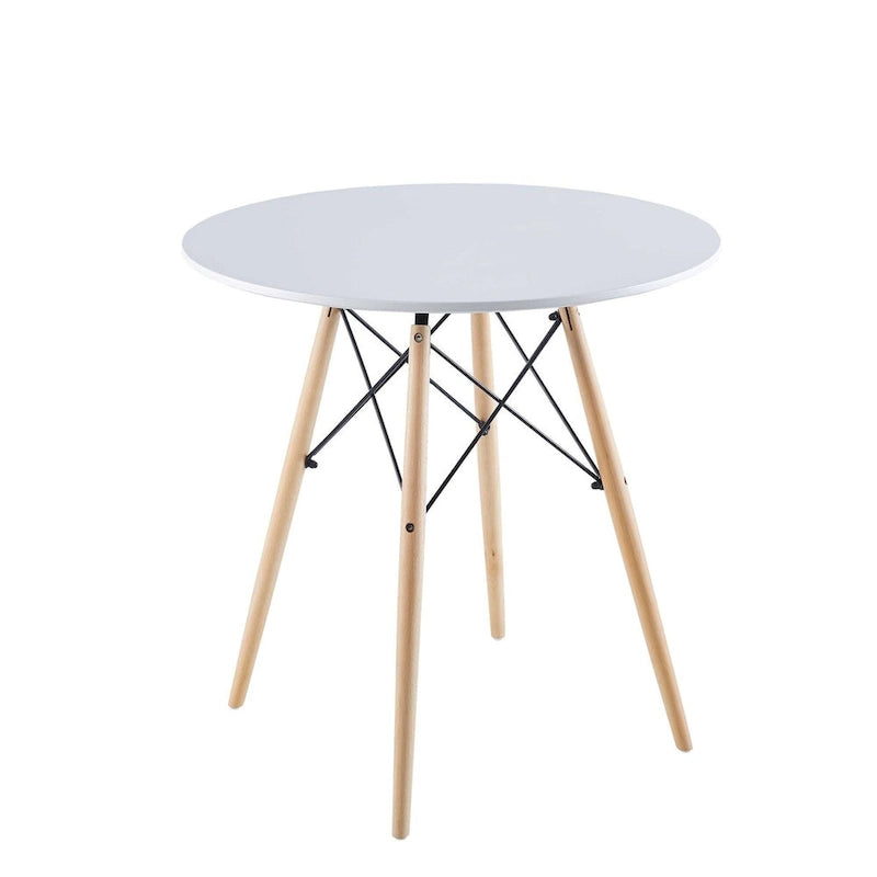 31.5" White Round Mid-Century Dining Table for 2-4