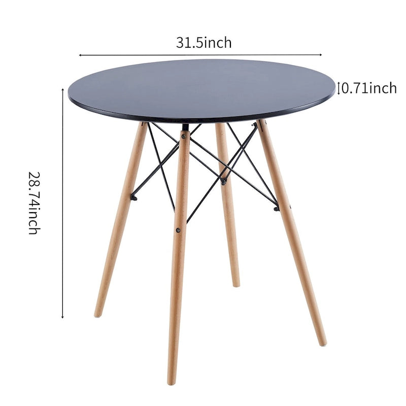 31.5" White Round Mid-Century Dining Table for 2-4
